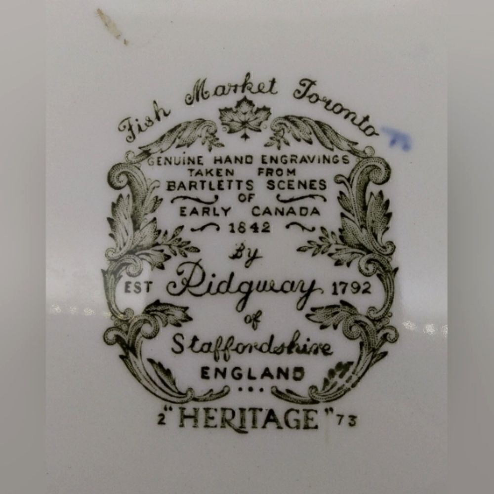 Ridgeway Staffordshire England Bartlett Scene's Toronto Fish Market 1842 Plate - Picture 7 of 9